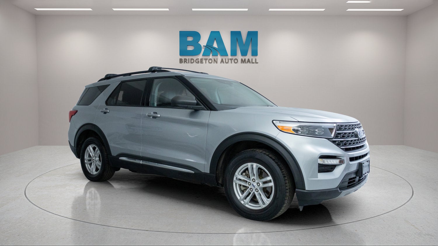 2023 Ford Explorer XLT in Silver — front three-quarter view