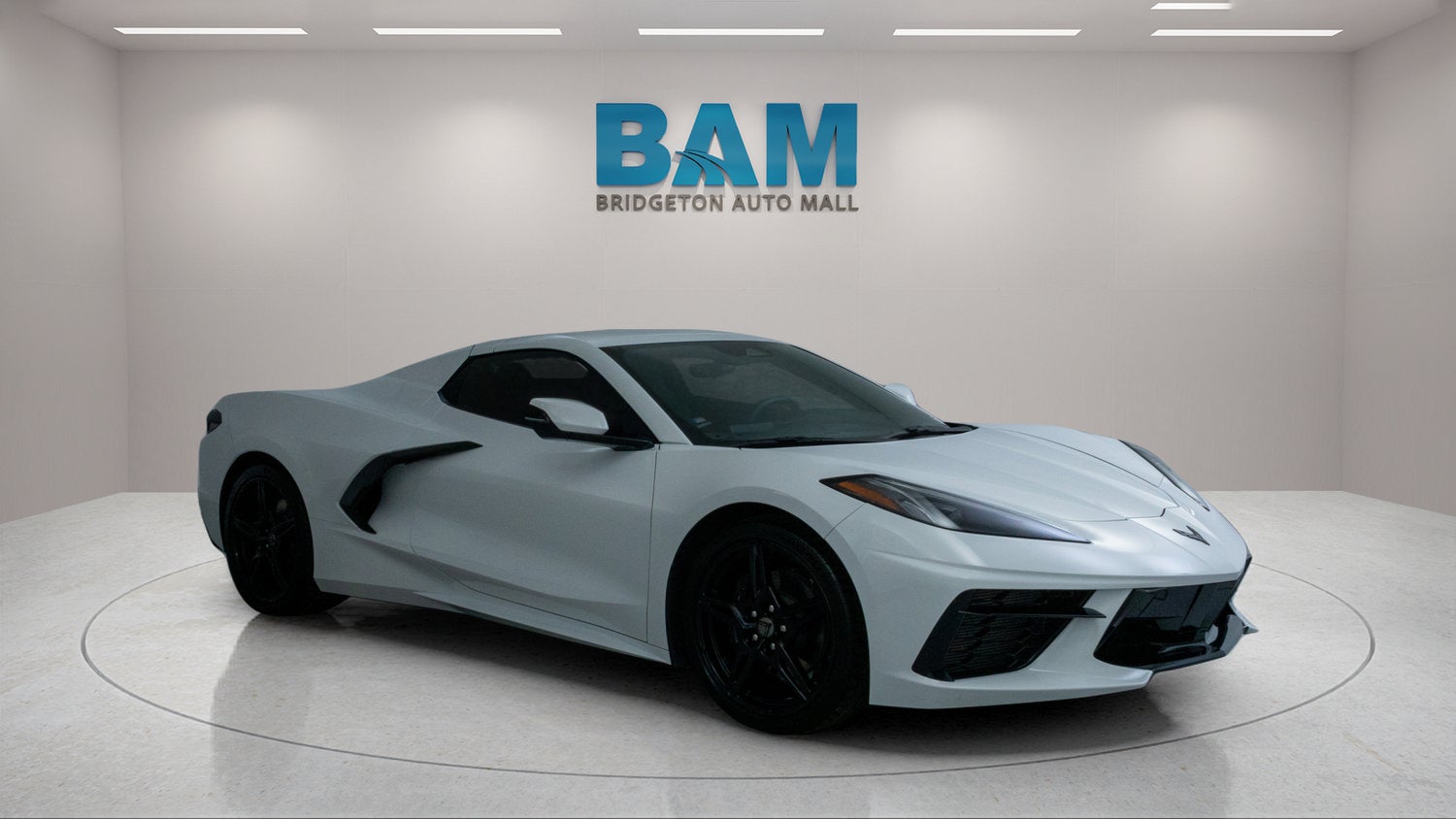 2025 Chevrolet Corvette Stingray 1LT in Arctic White — front three-quarter view