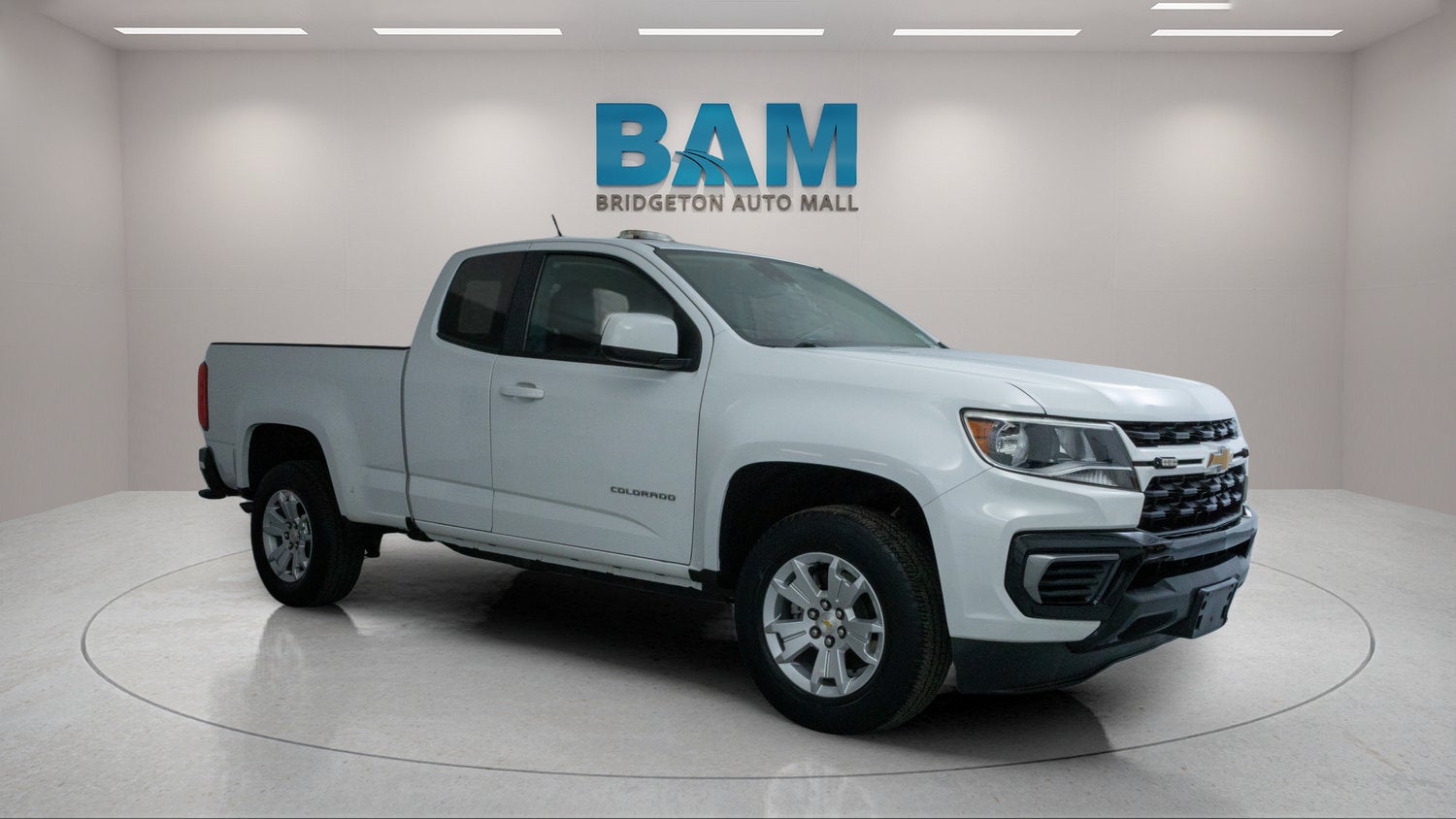 2022 Chevrolet Colorado LT in Summit White — front three-quarter view