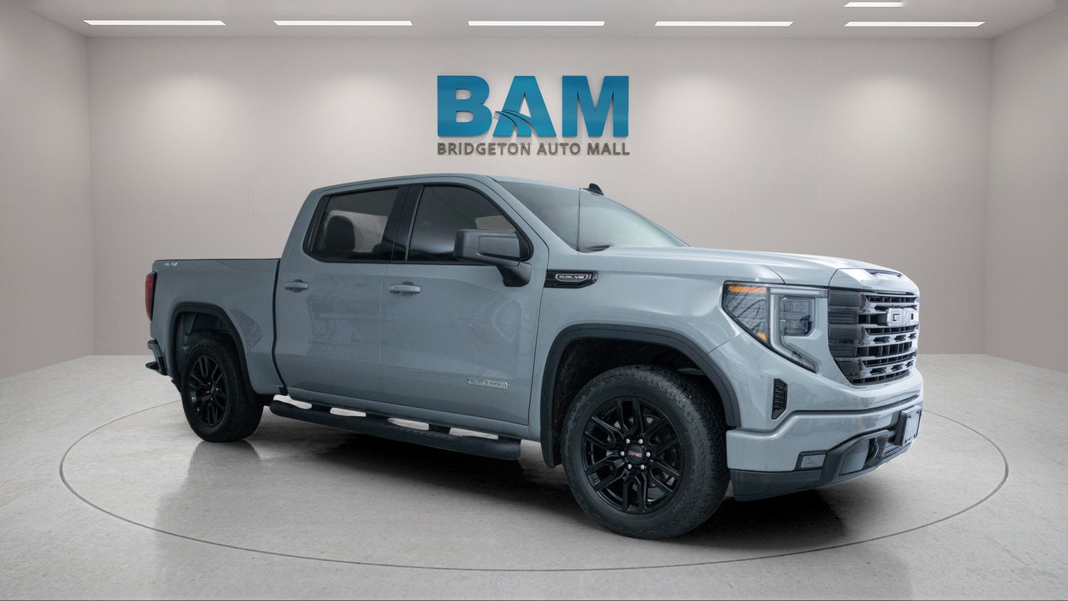 2024 GMC Sierra 1500 Elevation in Thunderstorm Gray — front three-quarter view