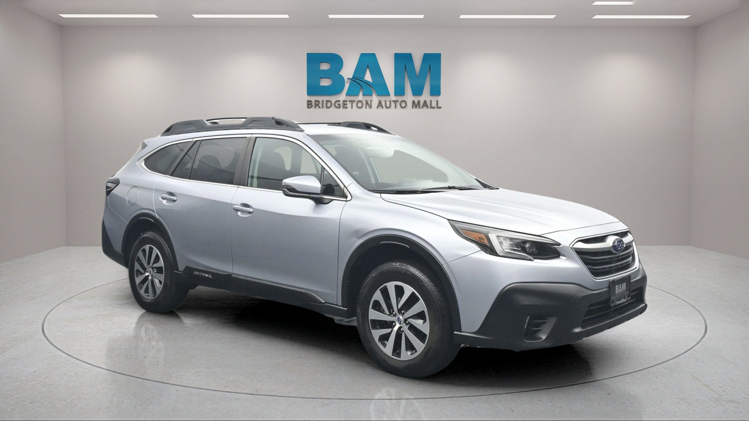 2021 Subaru Outback Premium in Silver — front three-quarter view