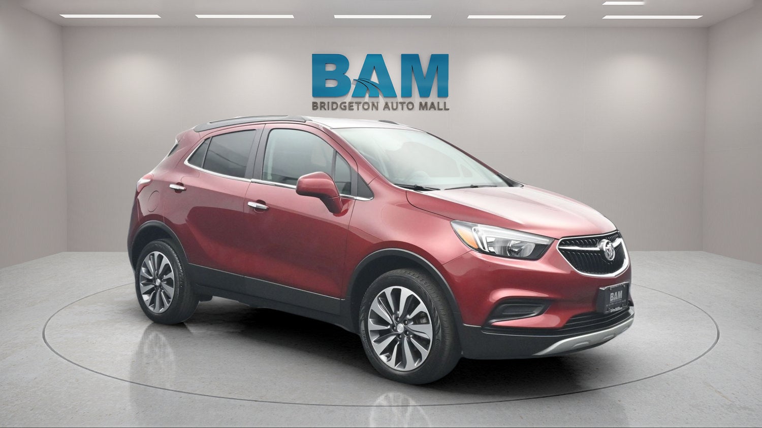 2022 Buick Encore Preferred in Cinnabar Metallic — front three-quarter view