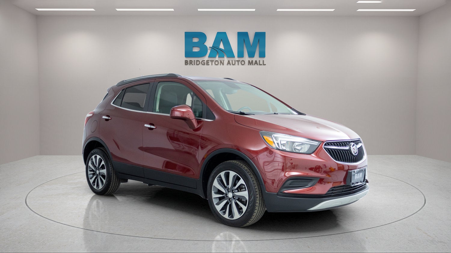 2022 Buick Encore Preferred in Cinnabar Metallic — front three-quarter view